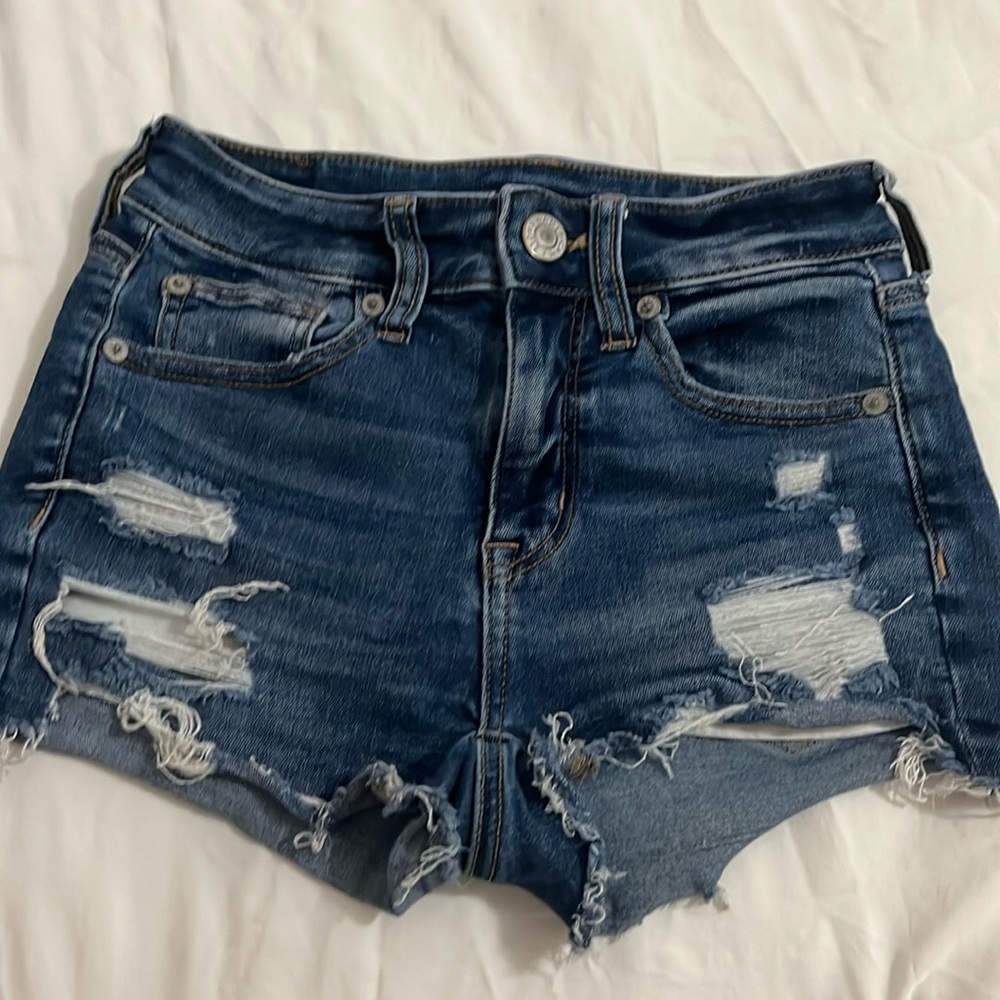 american eagle dark demin jean shorts